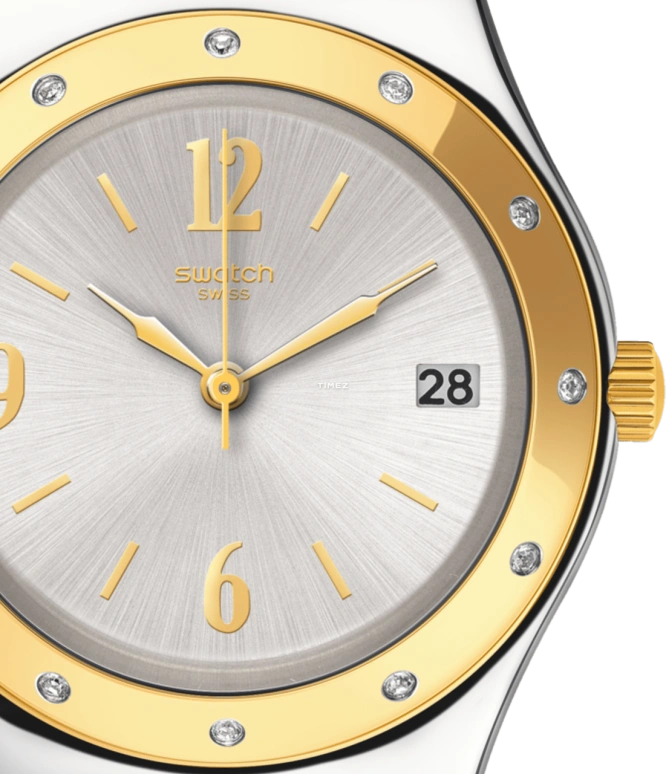 Swatch,HUMPY BUMPY 33mm,33mm,Stainless Steel,Silver,Quartz,Day,Tonneau,YLS451