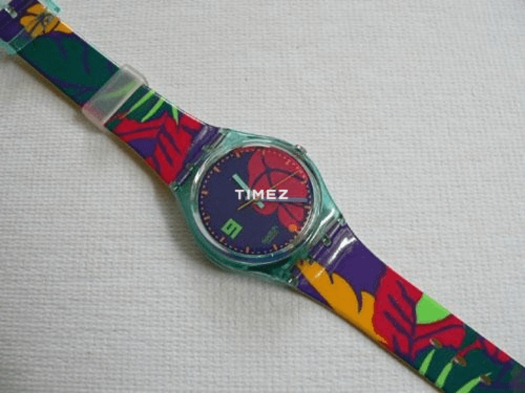 Swatch,Other 33mm,33mm,Plastic,Blue,Pink Red,Quartz,Crystal Glass,Tonneau,GL101