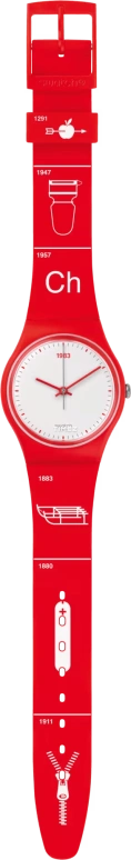 Swatch,Originals 34mm,34mm,Plastic,White,Quartz,Tonneau,Red,GR168