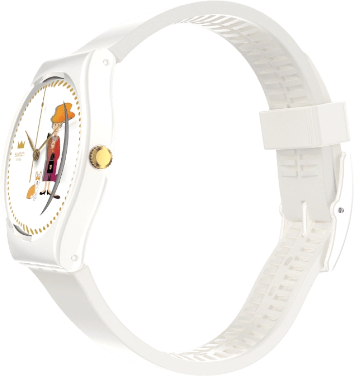 Swatch,Other 34mm,34mm,Plastic,White,Sapphire,Crystal Glass,GZ711