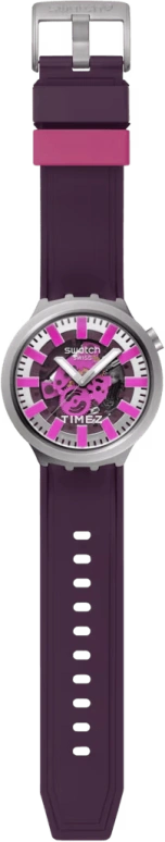 Swatch,THE BOLD 47mm,47mm,Stainless Steel,Purple,Quartz,Round,Natural Steel,SB07S120
