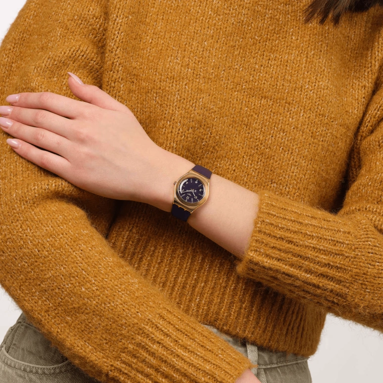 Swatch,IRONY 33mm,33mm,Stainless Steel,Purple,Quartz,Day,Round,YLG413