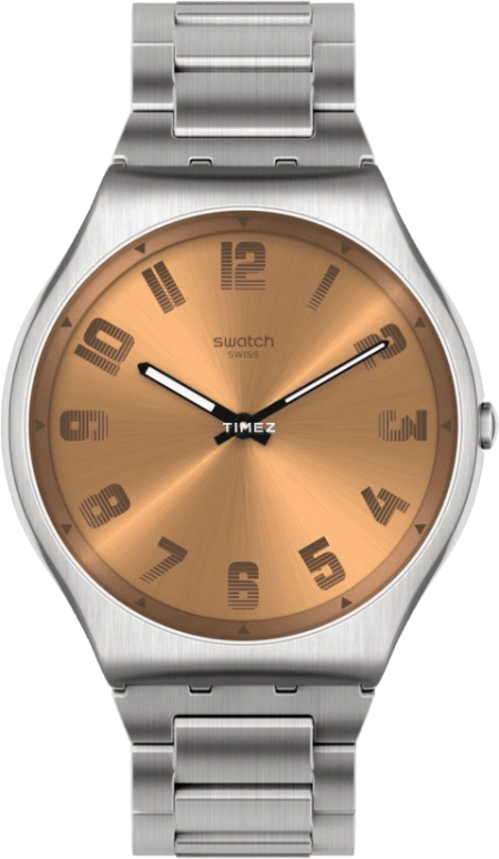 Swatch,Other 42mm,42mm,Stainless Steel,Brown,Quartz,Sapphire,Crystal Glass,Round,SS07S122G