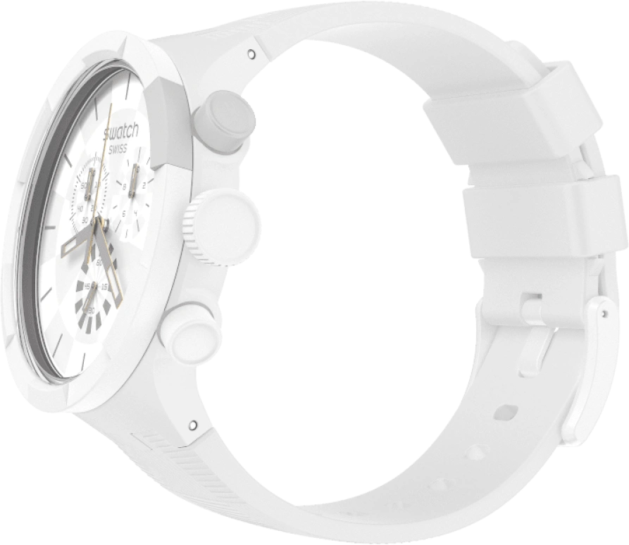 Swatch,THE BOLD 47mm,47mm,Plastic,White,Sapphire,Crystal Glass,SB02W400