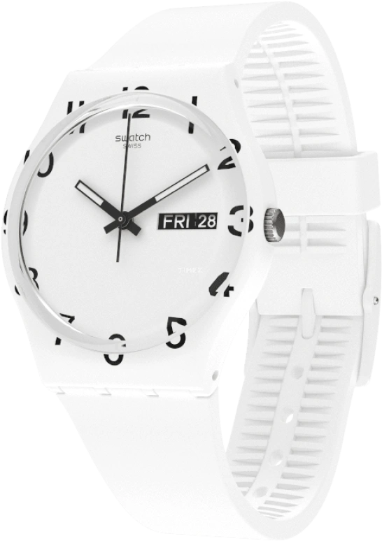Swatch,Originals 39.20mm,39.20mm,Plastic,White,Sapphire,Crystal Glass,GW716