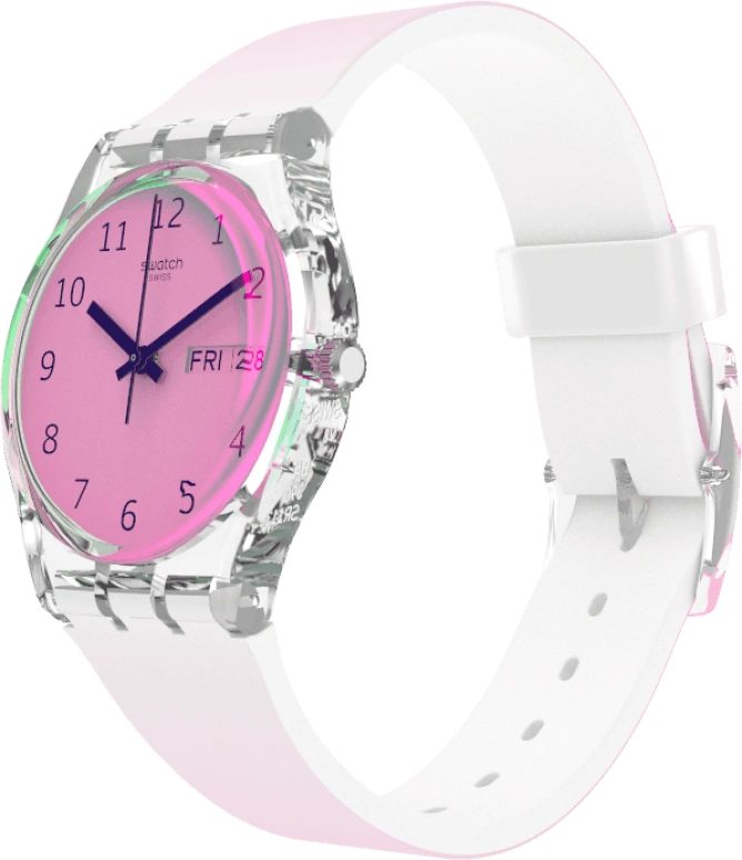 Swatch,Originals 34mm,34mm,Plastic,Pink,Sapphire,Crystal Glass,GE719