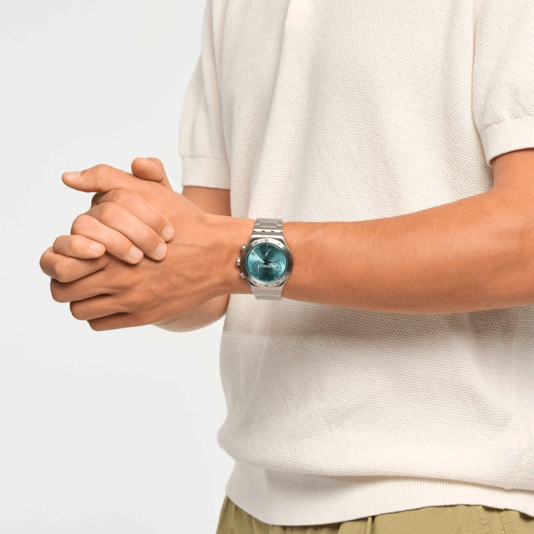 Swatch,Other 43mm,43mm,Stainless Steel,Green,Quartz,Chronograph,Day,YVS498G