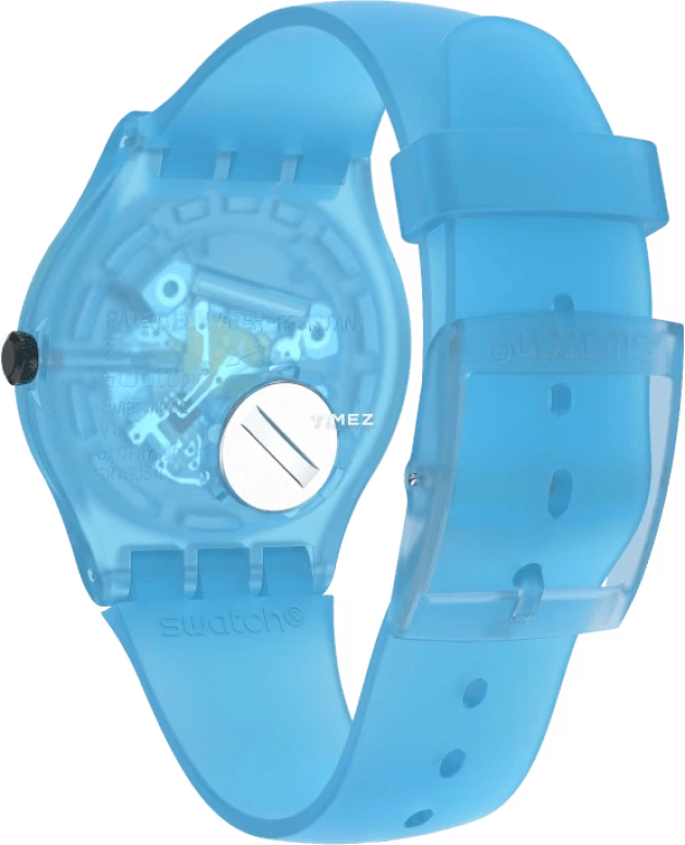 Swatch,Originals 41mm,41mm,Plastic,Transparent,Blue,Quartz,Tonneau,Blue,SUOS112