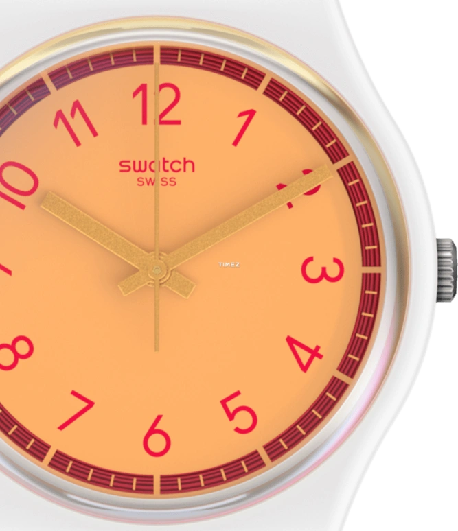 Swatch,Originals 34mm,34mm,Plastic,Orange,Quartz,Tonneau,White,SVHW102,SVHW102-5300