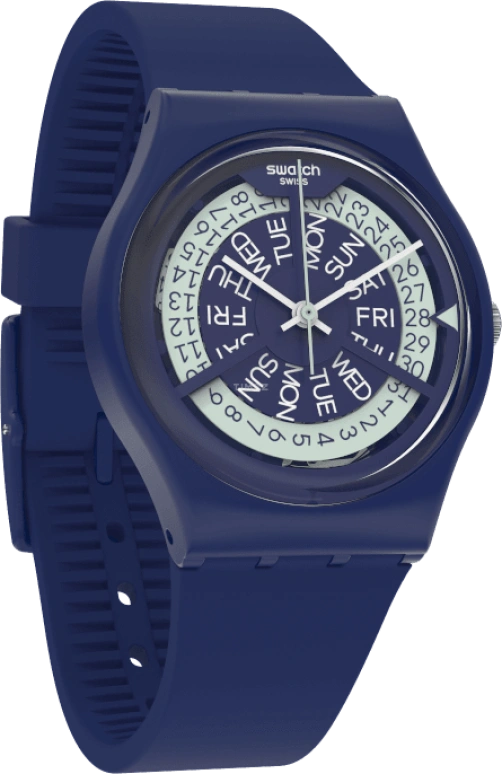 Swatch,Originals 34mm,34mm,Plastic,Blue,Sapphire,Crystal Glass,Closed,GN727
