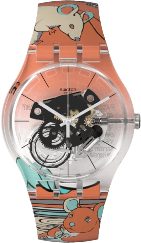 Swatch,Originals 41mm,41mm,Plastic,Transparent,Quartz,Round,SUOK144,SUOK144-064