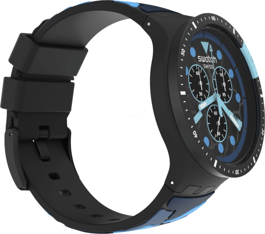 Swatch,THE BOLD 47mm,47mm,Plastic,Black,Sapphire,Crystal Glass,Closed,SB02B408
