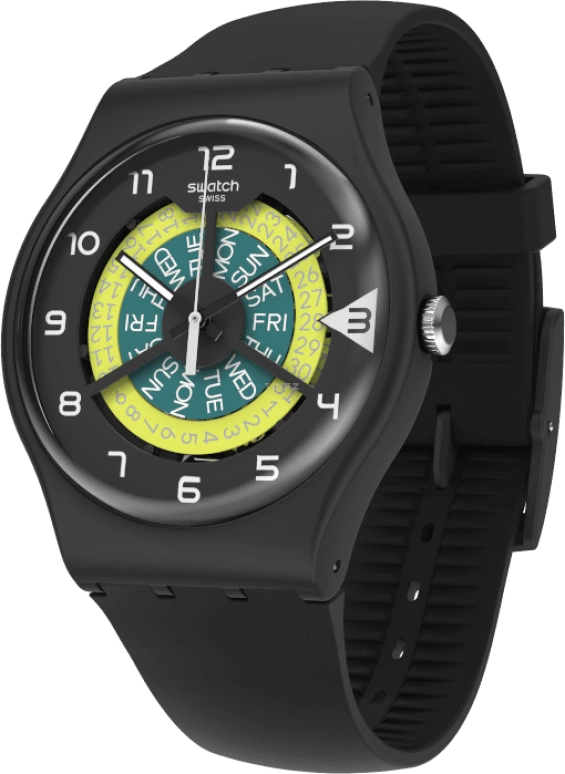 Swatch,Originals 41mm,41mm,Plastic,Black,Sapphire,Crystal Glass,Closed,SUOB732