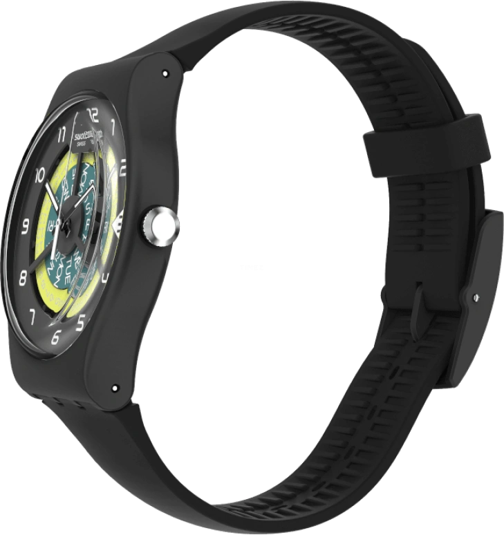 Swatch,Originals 41mm,41mm,Plastic,Black,Sapphire,Crystal Glass,Closed,SUOB732
