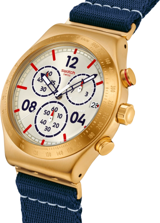 Swatch,IRONY 43mm,43mm,Stainless Steel,Cream,Quartz,Chronograph,Day,YVG419