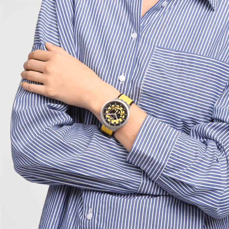 Swatch,IRONY 47mm,47mm,Stainless Steel,Yellow,Quartz,Sapphire,Crystal Glass,Round,SB07S109