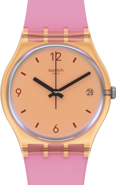 Swatch,Other 34mm,34mm,Bio-sourced,Orange,Quartz,Sapphire,Round,SO28O401