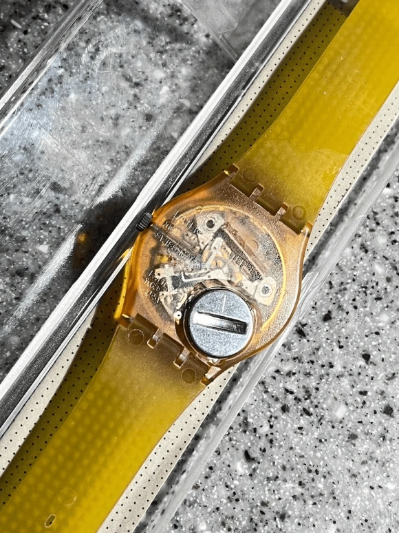 Swatch,Other 34mm,34mm,Plastic,Multi-Color,Quartz,Sapphire,Crystal Glass,Tonneau,GP100