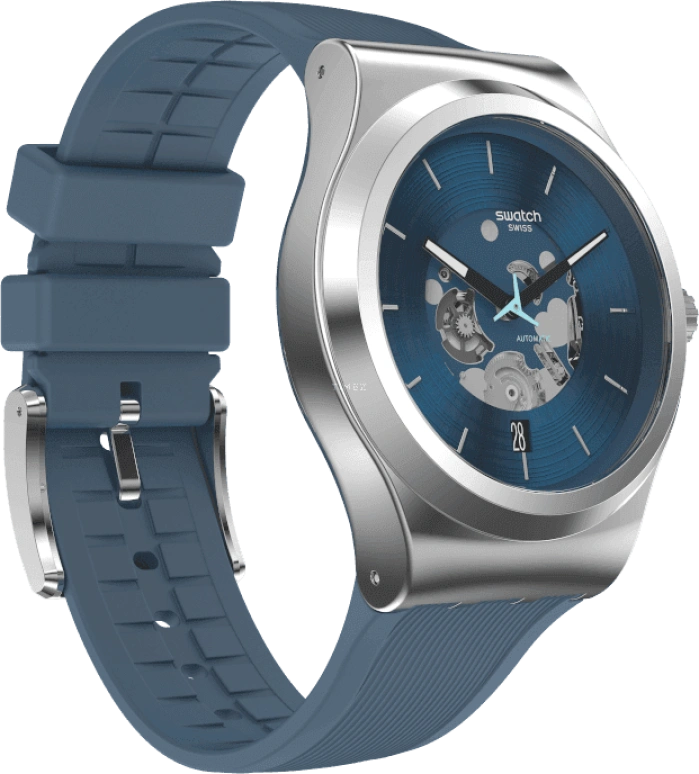 Swatch,IRONY 42mm,42mm,Stainless Steel,Blue,Open,YIS430