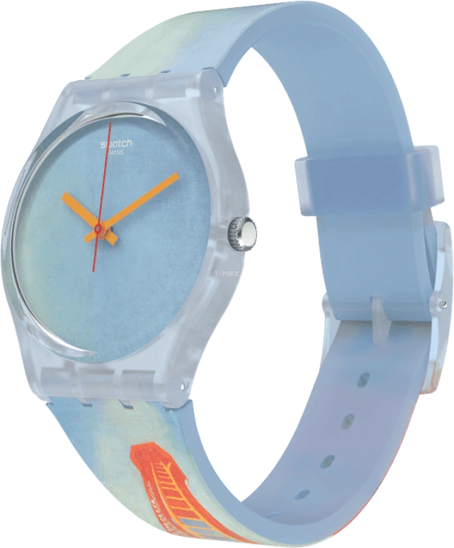 Swatch,Originals 34mm,34mm,Plastic,Blue,Quartz,Sapphire,Crystal Glass,Round,GZ357