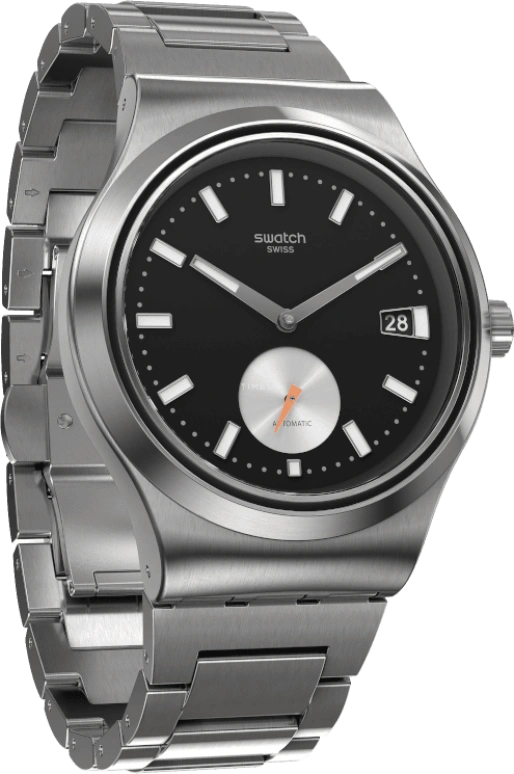 Swatch,IRONY 42mm,42mm,Stainless Steel,Black,Sapphire,Crystal Glass,Open,SY23S406G
