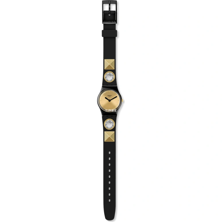 Swatch,Originals 25mm,25mm,Plastic,Gold,Quartz,Tonneau,Black,LB186