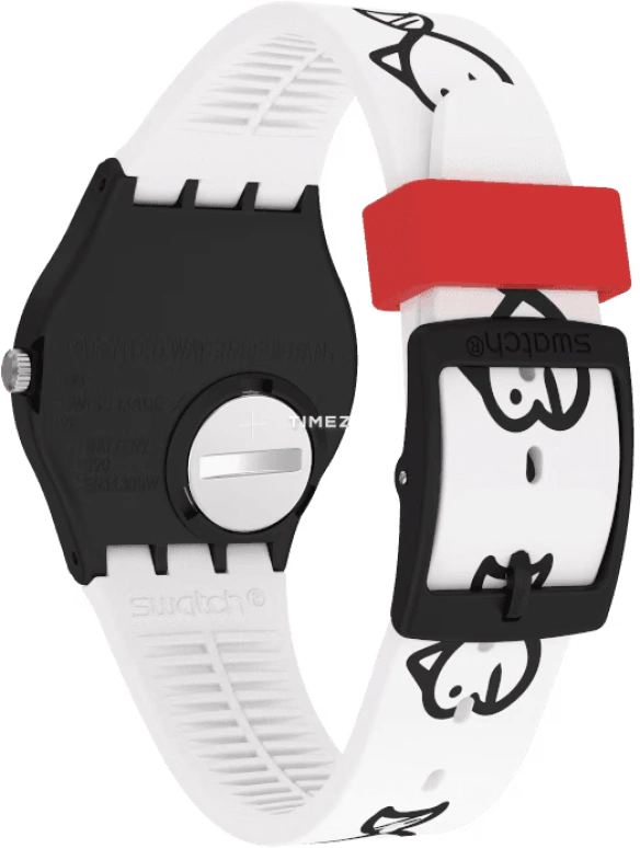 Swatch,I love your folk 34mm,34mm,Plastic,White,Quartz,Tonneau,Black,GB321