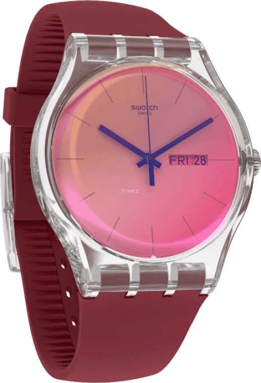 Swatch,Originals 41mm,41mm,Plastic,Pink,Sapphire,Crystal Glass,SUOK717