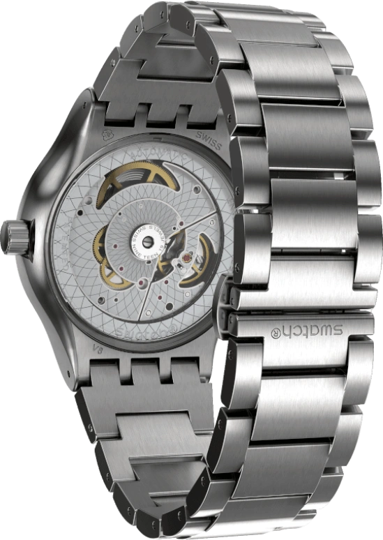 Swatch,IRONY 42mm,42mm,Stainless Steel,Black,Sapphire,Crystal Glass,Open,SY23S406G