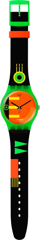 Swatch,Originals 41mm,41mm,Bio-sourced,Orange,Black,Quartz,Sapphire,Crystal Glass,Green,SO29G106
