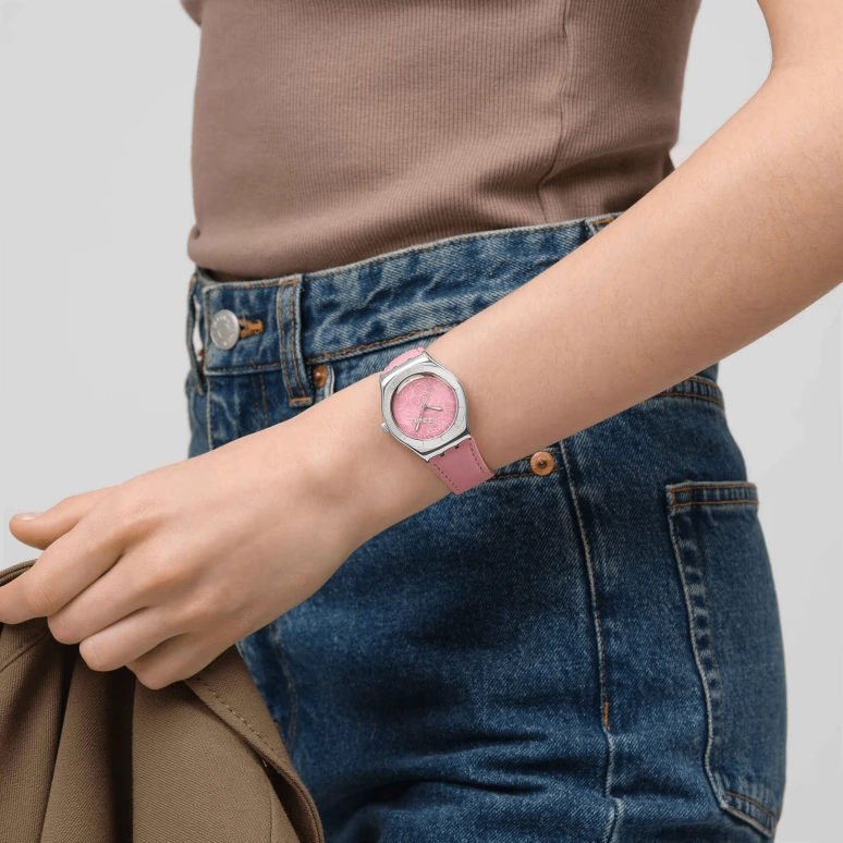 Swatch,IRONY 33mm,33mm,Stainless Steel,Pink Red,Quartz,Sapphire,Crystal Glass,Round,YLS234