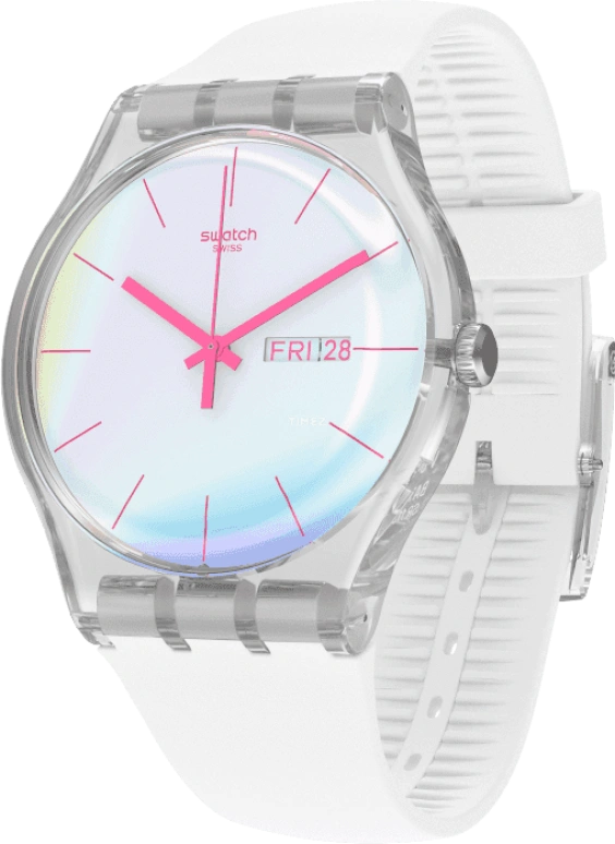 Swatch,Originals 41mm,41mm,Plastic,Blue,Pink,Sapphire,Crystal Glass,SUOK713