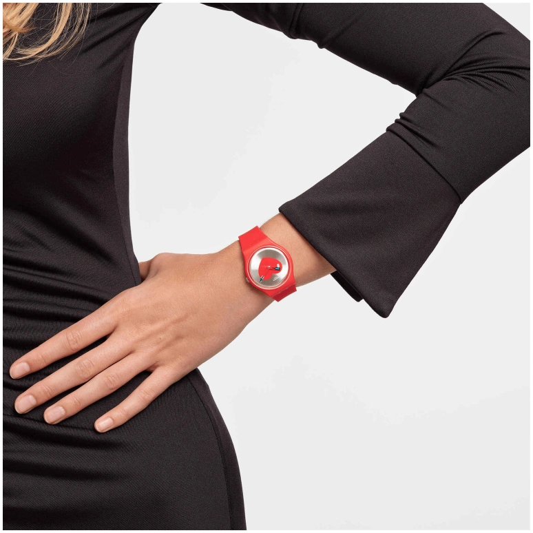 Swatch,Originals 34mm,34mm,Bioceramic,Silver,Quartz,Round,Red,SO28Z111