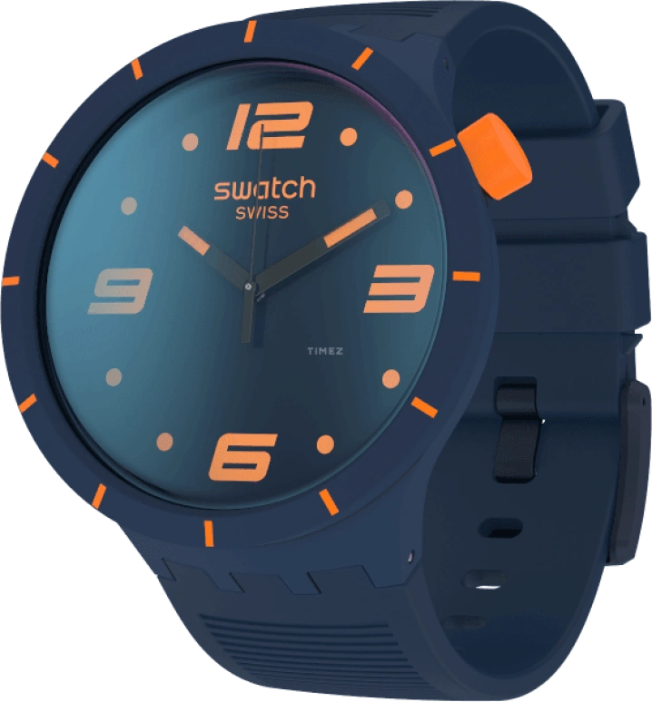 Swatch,THE BOLD 47mm,47mm,Plastic,Blue,Closed,SO27N110