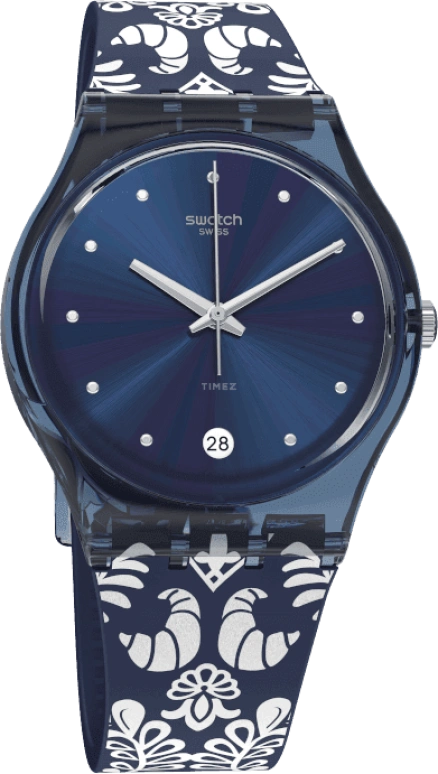 Swatch,Originals 34mm,34mm,Plastic,Blue,GN413