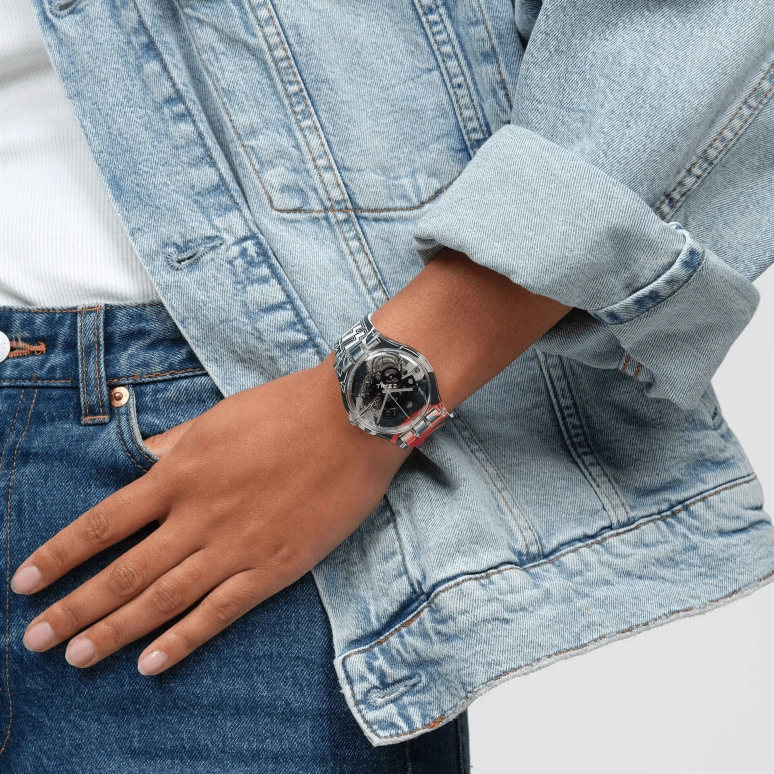 Swatch,Other 41mm,41mm,Plastic,Transparent,Quartz,Sapphire,Crystal Glass,Round,SUOK144,SUOK144-063