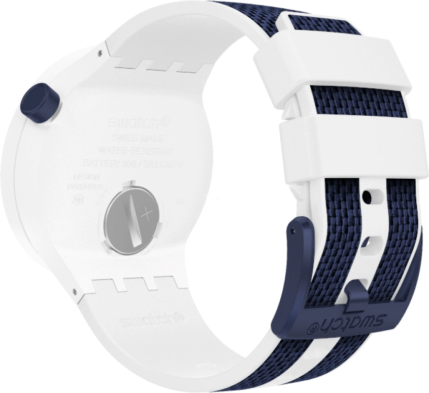 Swatch,THE BOLD 47mm,47mm,Plastic,White,Sapphire,Crystal Glass,Closed,SO27W102