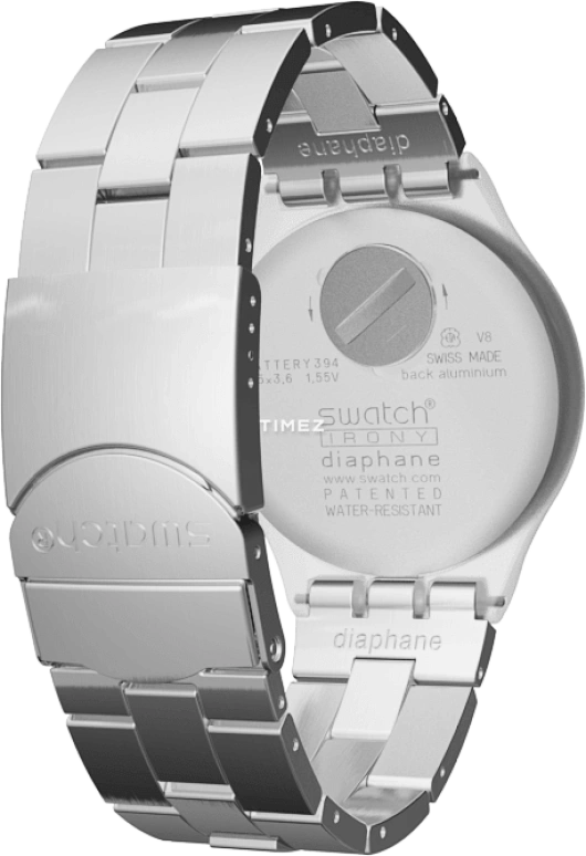 Swatch,CLASSIC 42mm,42mm,Plastic,Silver,Quartz,Chronograph,Day,SVCK4038G
