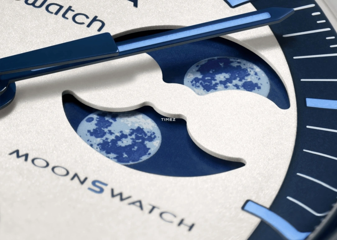 Swatch,BIOCERAMIC 42mm,42mm,Bioceramic,White,Blue,Quartz,Chronograph,Moonphase,SO33N700