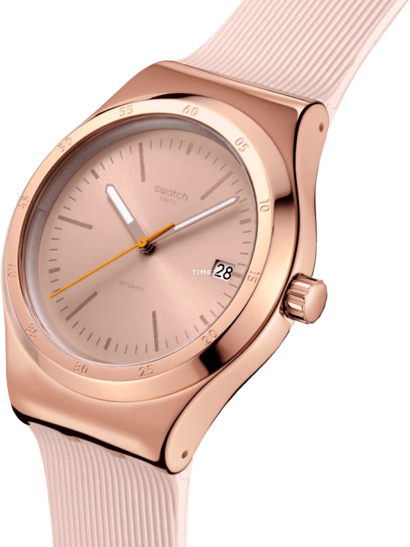 Swatch,IRONY 42mm,42mm,Stainless Steel,Pink,Automatic,Day,90hours,YIG402