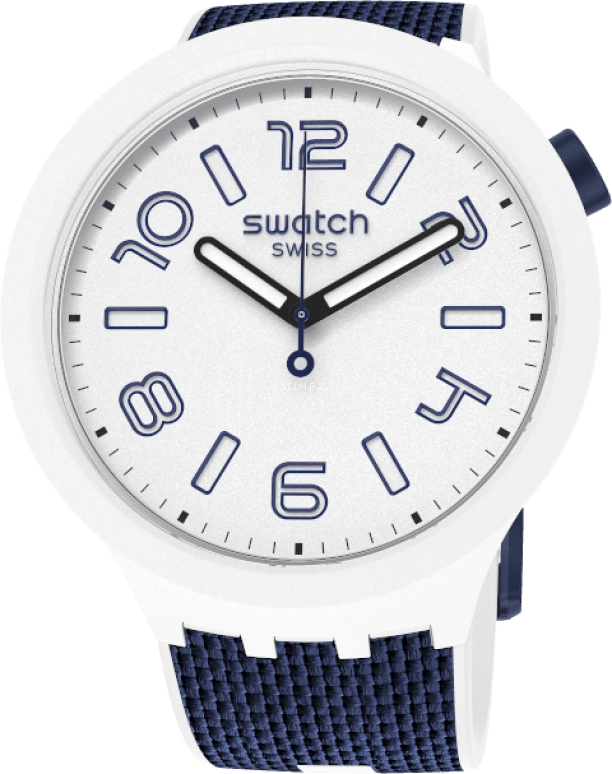 Swatch,THE BOLD 47mm,47mm,Plastic,White,Sapphire,Crystal Glass,Closed,SO27W102