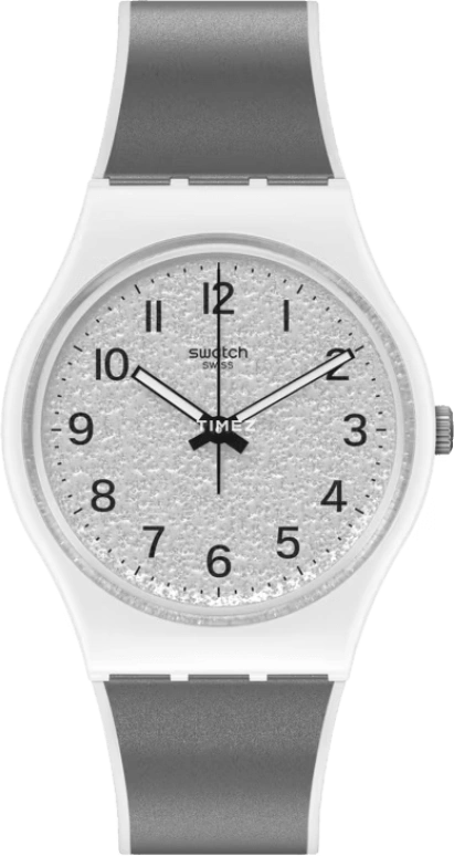 Swatch,Originals 34mm,34mm,Plastic,Grey,Quartz,Tonneau,White,GW211