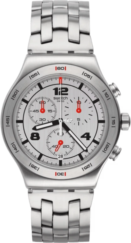 Swatch,IRONY 43mm,43mm,Stainless Steel,Grey,Quartz,Chronograph,Day,YVS447G