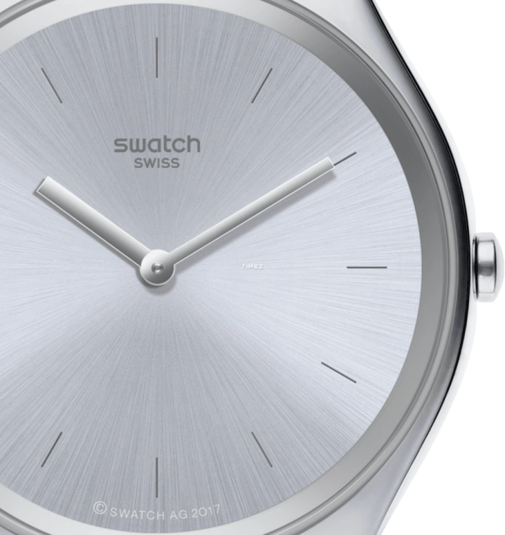 Swatch,SKIN 38mm,38mm,Stainless Steel,Silver,Quartz,Tonneau,SYXS103GG