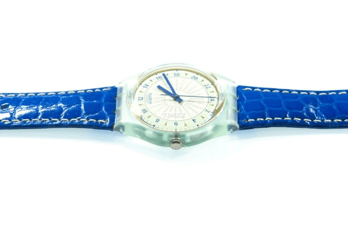 Swatch,Other 34mm,34mm,Plastic,White,Quartz,Sapphire,Crystal Glass,Tonneau,GG125
