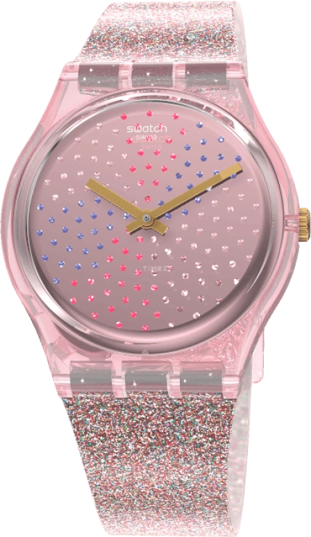 Swatch,Originals 34mm,34mm,Plastic,Pink,Sapphire,Crystal Glass,GP168