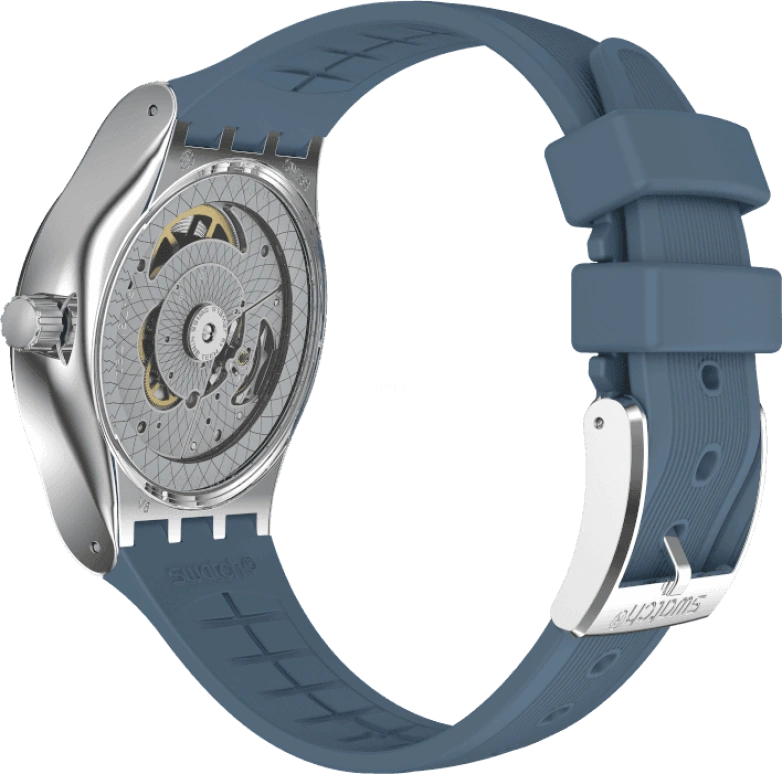 Swatch,IRONY 42mm,42mm,Stainless Steel,Blue,Open,YIS430