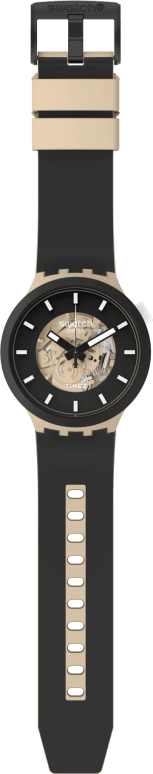 Swatch,Other 47mm,47mm,Ceramic,Black,Cream,Skeleton,Quartz,Sapphire,Crystal Glass,Round,SB03C100