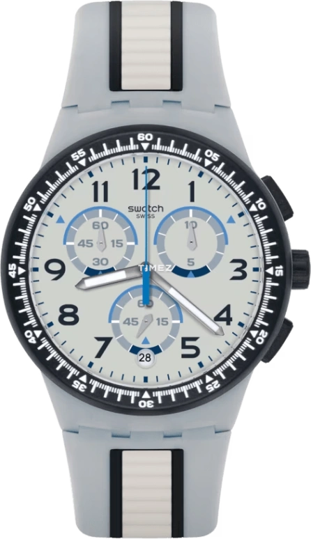 Swatch,Originals 42mm,42mm,Plastic,White,Quartz,Chronograph,Day,SUSS401