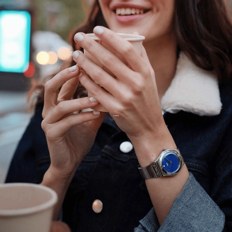 Swatch,Other 33mm,33mm,Stainless Steel,Blue,Quartz,Sapphire,Crystal Glass,Round,YLS229GG